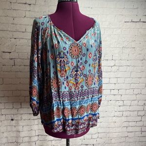 Renee C 3/4 length sleeve blouse size large made in the USA
